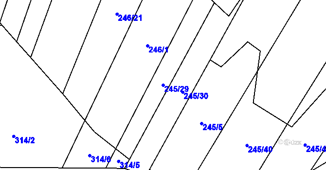Parcela st. 245/29 v KÚ Velenov, Katastrální mapa
