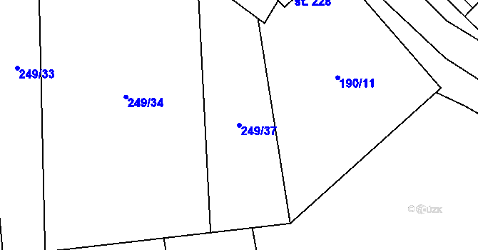 Parcela st. 249/37 v KÚ Velenov, Katastrální mapa