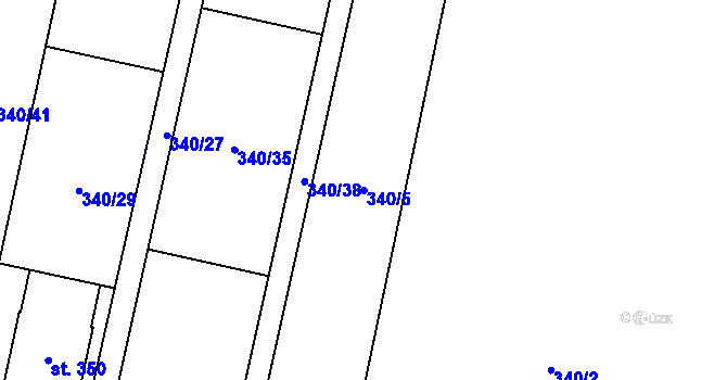 Parcela st. 340/5 v KÚ Velenov, Katastrální mapa