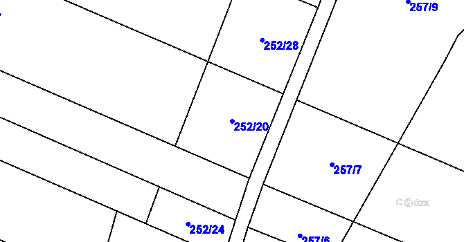 Parcela st. 252/20 v KÚ Velenov, Katastrální mapa