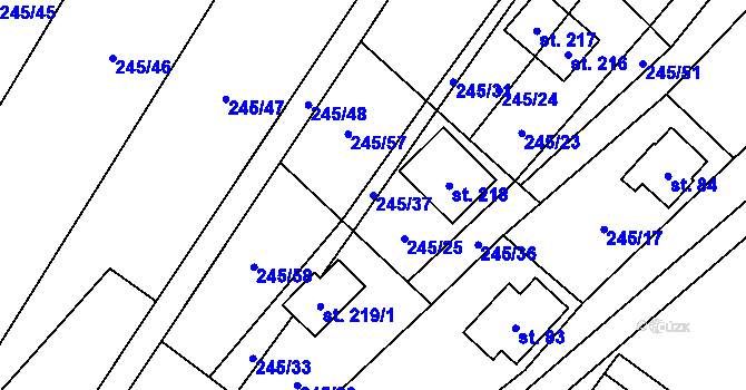 Parcela st. 245/37 v KÚ Velenov, Katastrální mapa