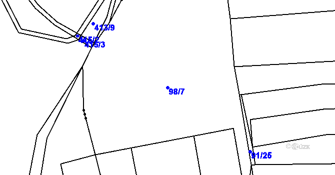 Parcela st. 98/7 v KÚ Velenov, Katastrální mapa