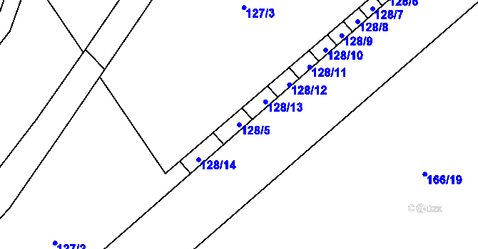 Parcela st. 128/5 v KÚ Velenov, Katastrální mapa