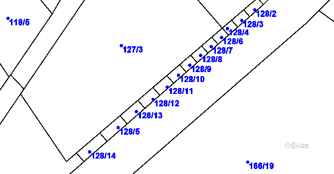 Parcela st. 128/11 v KÚ Velenov, Katastrální mapa