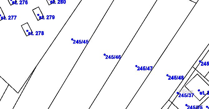 Parcela st. 245/46 v KÚ Velenov, Katastrální mapa