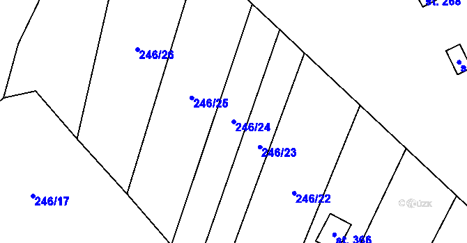 Parcela st. 246/24 v KÚ Velenov, Katastrální mapa
