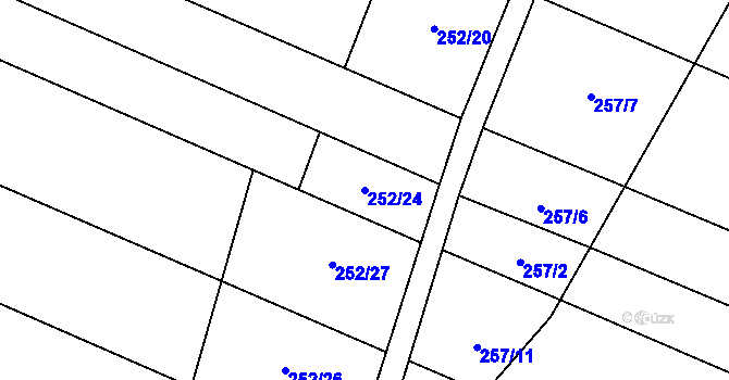 Parcela st. 252/24 v KÚ Velenov, Katastrální mapa