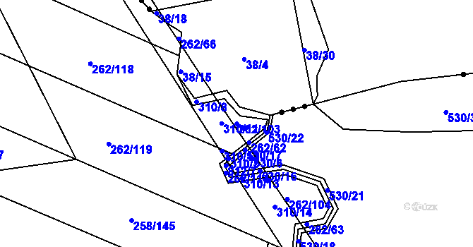 Parcela st. 262/103 v KÚ Velenov, Katastrální mapa