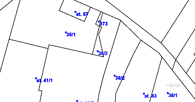 Parcela st. 35/2 v KÚ Velenov, Katastrální mapa