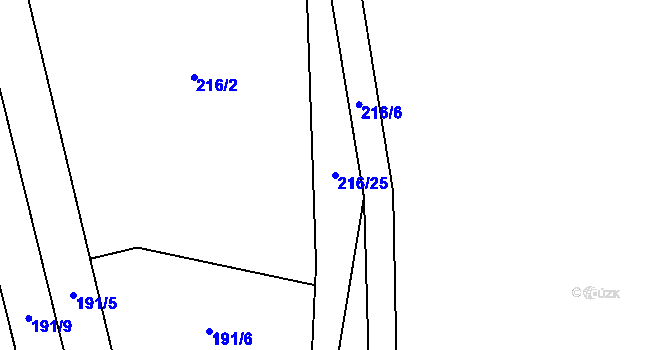 Parcela st. 216/25 v KÚ Velenov, Katastrální mapa
