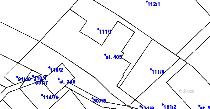 Parcela st. 405 v KÚ Velenov, Katastrální mapa