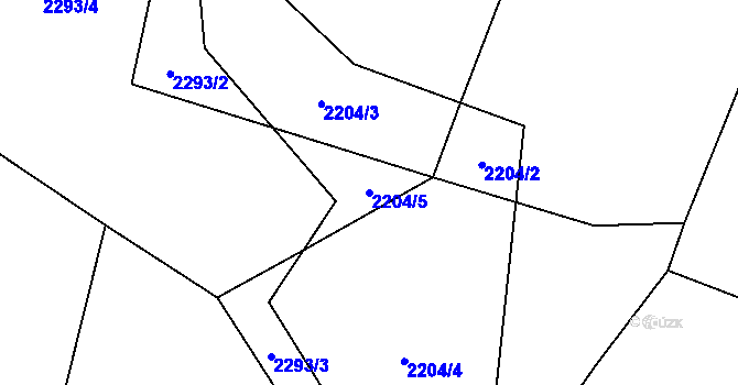 Parcela st. 2204/5 v KÚ Velenovy, Katastrální mapa