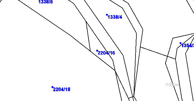 Parcela st. 2204/16 v KÚ Velenovy, Katastrální mapa