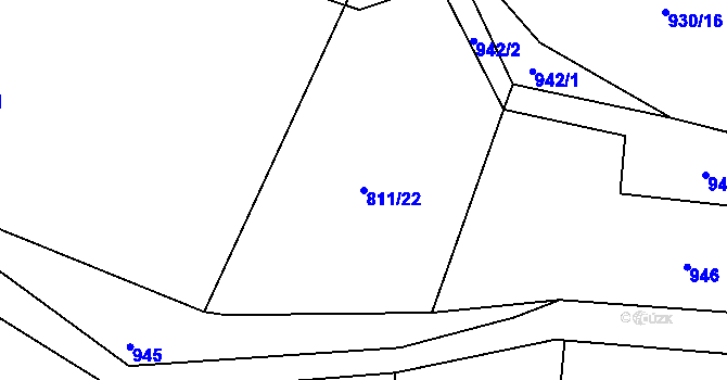 Parcela st. 811/22 v KÚ Velenovy, Katastrální mapa