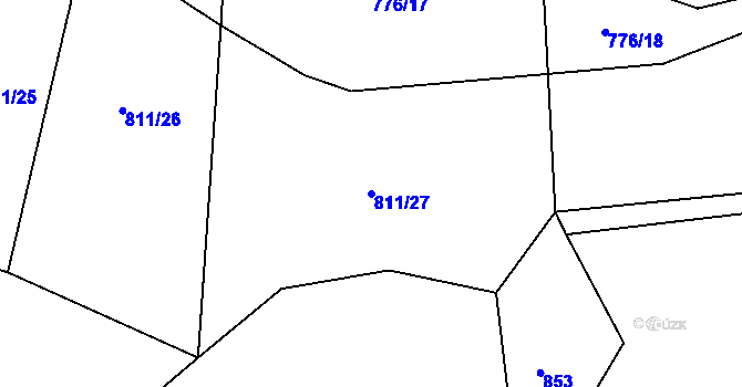 Parcela st. 811/27 v KÚ Velenovy, Katastrální mapa