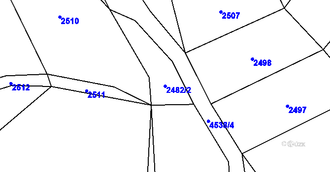Parcela st. 2482/2 v KÚ Velenovy, Katastrální mapa