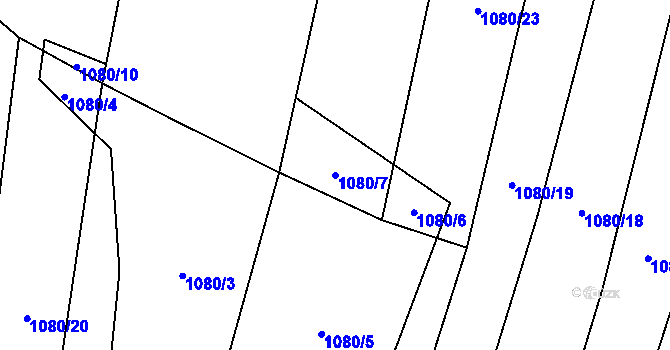 Parcela st. 1080/7 v KÚ Velenovy, Katastrální mapa