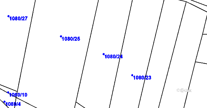 Parcela st. 1080/24 v KÚ Velenovy, Katastrální mapa