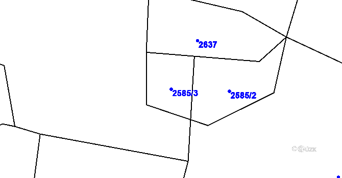 Parcela st. 2585/3 v KÚ Velenovy, Katastrální mapa