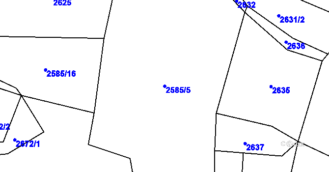 Parcela st. 2585/5 v KÚ Velenovy, Katastrální mapa