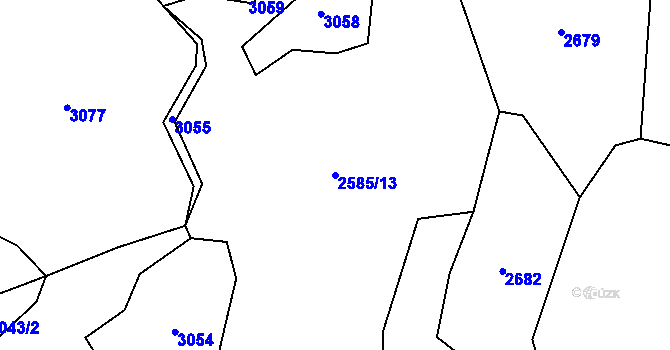 Parcela st. 2585/13 v KÚ Velenovy, Katastrální mapa
