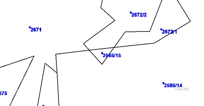 Parcela st. 2585/15 v KÚ Velenovy, Katastrální mapa