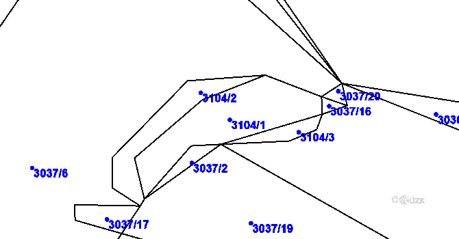 Parcela st. 3104/1 v KÚ Velenovy, Katastrální mapa