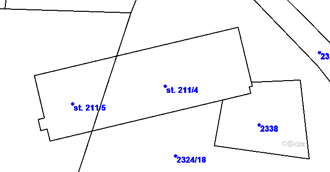 Parcela st. 211/4 v KÚ Velenovy, Katastrální mapa