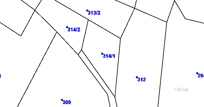 Parcela st. 314/1 v KÚ Velenovy, Katastrální mapa