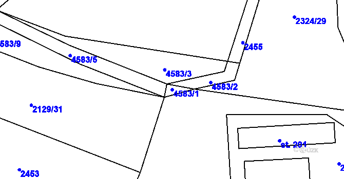 Parcela st. 4583/1 v KÚ Velenovy, Katastrální mapa
