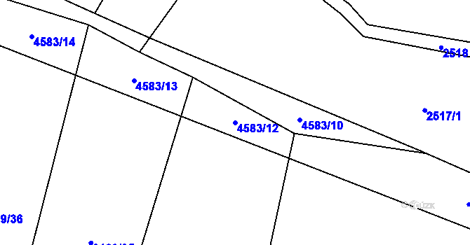 Parcela st. 4583/12 v KÚ Velenovy, Katastrální mapa