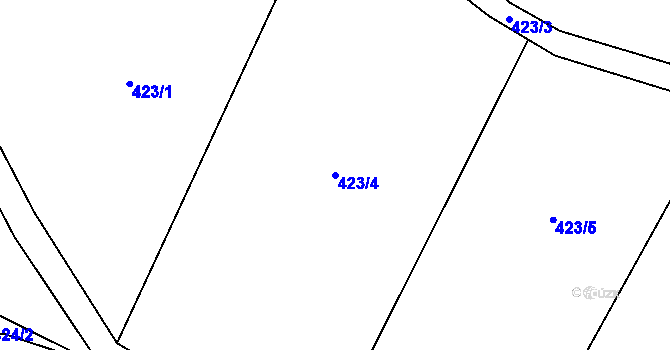 Parcela st. 423/4 v KÚ Velenovy, Katastrální mapa