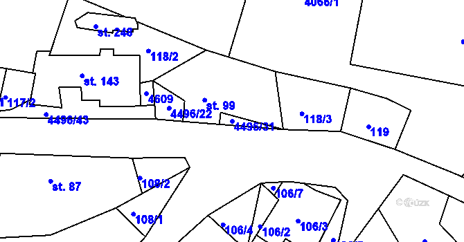 Parcela st. 4496/31 v KÚ Velenovy, Katastrální mapa