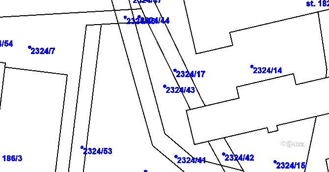 Parcela st. 2324/43 v KÚ Velenovy, Katastrální mapa