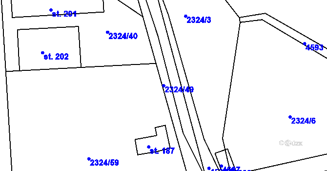 Parcela st. 2324/49 v KÚ Velenovy, Katastrální mapa
