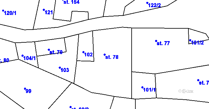 Parcela st. 78 v KÚ Velenovy, Katastrální mapa