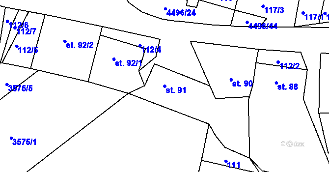 Parcela st. 91 v KÚ Velenovy, Katastrální mapa