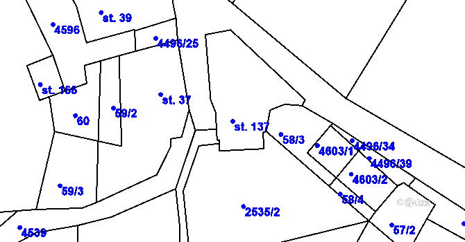 Parcela st. 137 v KÚ Velenovy, Katastrální mapa