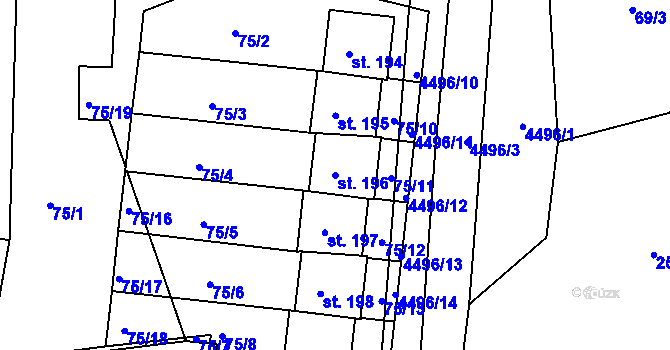 Parcela st. 196 v KÚ Velenovy, Katastrální mapa