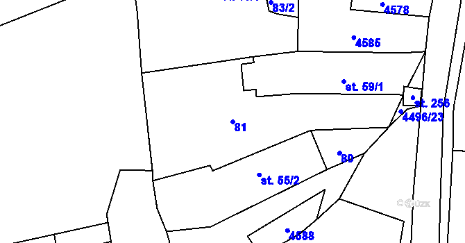 Parcela st. 81 v KÚ Velenovy, Katastrální mapa