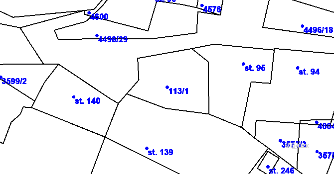 Parcela st. 113/1 v KÚ Velenovy, Katastrální mapa