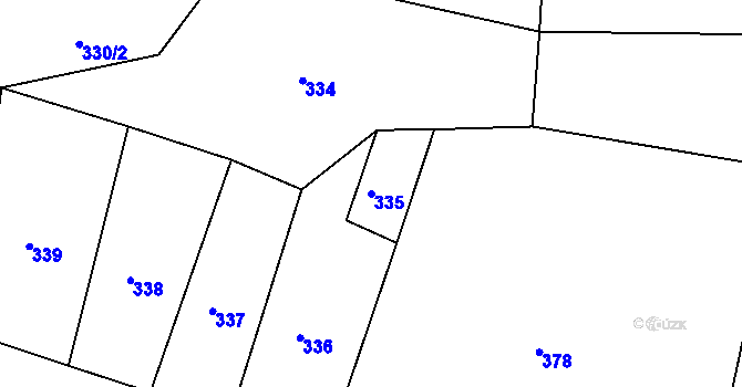 Parcela st. 335 v KÚ Velenovy, Katastrální mapa