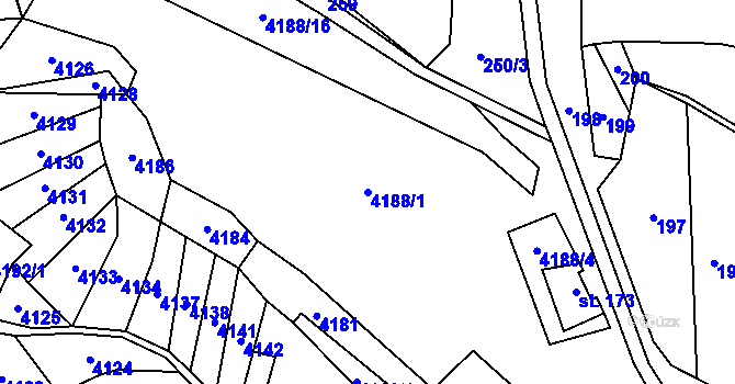 Parcela st. 4188/1 v KÚ Velenovy, Katastrální mapa