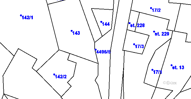 Parcela st. 4496/5 v KÚ Velenovy, Katastrální mapa