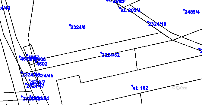 Parcela st. 2324/52 v KÚ Velenovy, Katastrální mapa