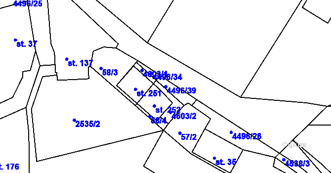 Parcela st. 4496/39 v KÚ Velenovy, Katastrální mapa