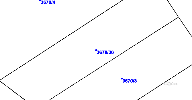 Parcela st. 3670/30 v KÚ Velenovy, Katastrální mapa