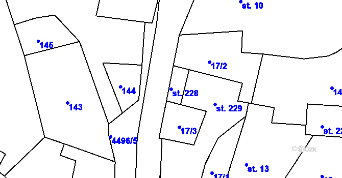 Parcela st. 228 v KÚ Velenovy, Katastrální mapa