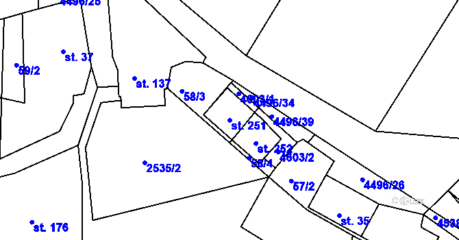 Parcela st. 251 v KÚ Velenovy, Katastrální mapa