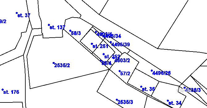 Parcela st. 252 v KÚ Velenovy, Katastrální mapa